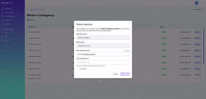 How to restore an individual GitHub repository - 04.gif